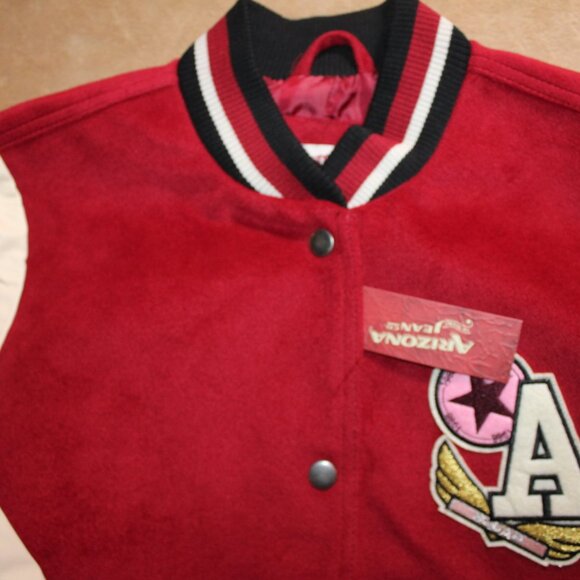NWT Arizona Jean Co. Sz. L Red Varsity Letterman Retro Red Button Jacket (AA2) - Picture 3 of 7